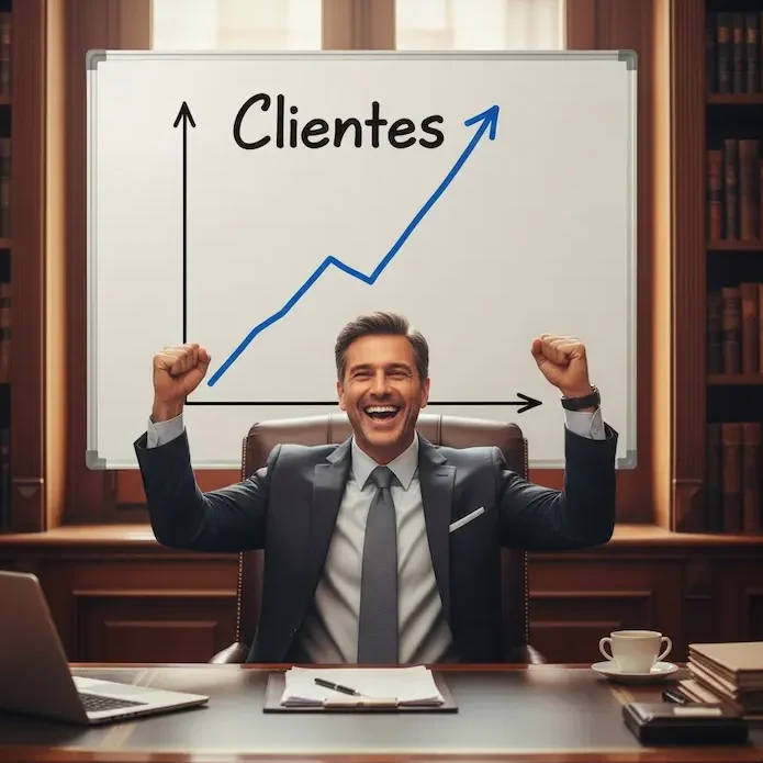 Un abogado de Badajoz feliz por conseguir más clientes implementando acciones de marketing para abogados como posicionamiento seo para páginas web de abogados