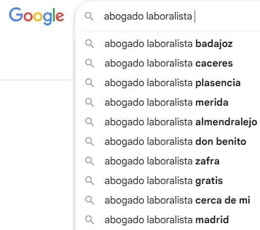 Esta imagen muestra cómo se busca un abogado en internet y qué palabras pueden, por ende, posicionar mejor a un abogado