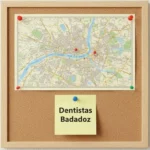 Mapa en el que se marcan dentistas en Badajoz con chinchetas