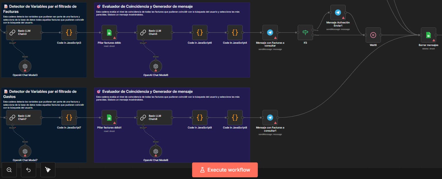 Esta parte del flujo integra la función de consultar facturas y la de conslutar gastos